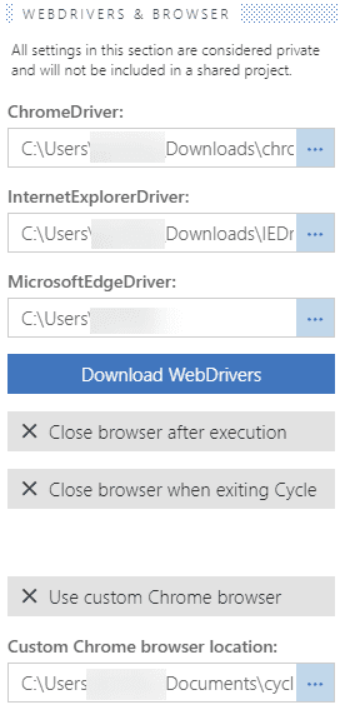 Set webdriver location