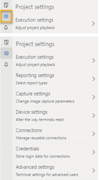 Project Settings button